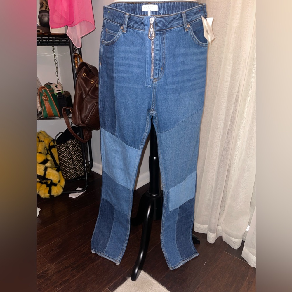 Nwt Sandro patch denim with exposed zipper